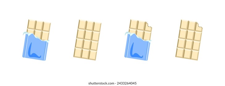 White chocolate bars icons. Flat style. Vector icons