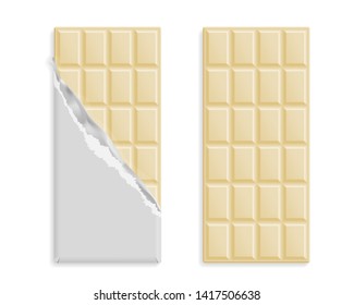 White chocolate bars in wrapper and without set