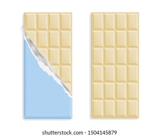 White chocolate bars in wrapper and without set
