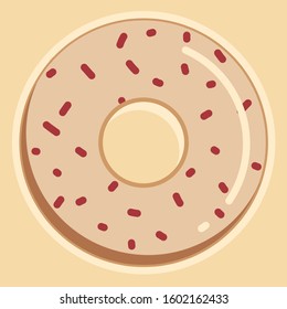 White Chocolate with Berry sugar flake topping Doughnut isolated vector on color background