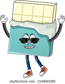 white chocolate cartoon character on white background illustration