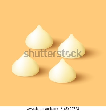 White chocolate chip cartoon vector. White chocolate chip on yellow background.