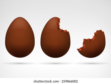 white chocolate eggs eating process collection vector illustration collection isolated on white background