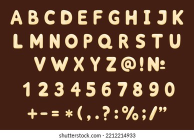 White chocolate font type, sweety typeface and milky choco alphabet, vector text letters. Sweet milk chocolate font or typography typeface, custard cream abc script in pudding dessert letters