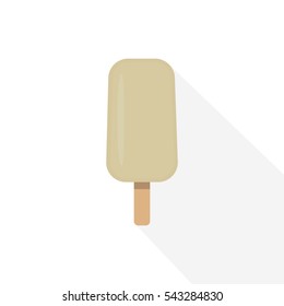 White chocolate ice cream with shade on white background. Flat vector illustration