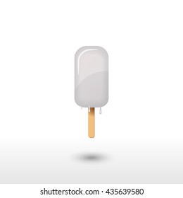 White chocolate ice cream, vector realistic icon