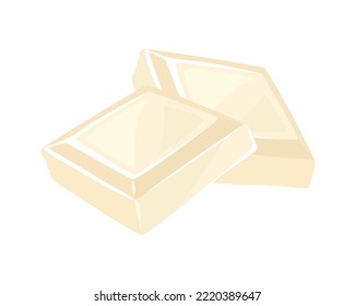 White chocolate isolated on white background. Vector cartoon flat illustration, icon.