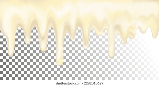 Fugas de chocolate blanco, crema de yogur, vidrios flotantes, helados derritiéndose y fluyendo sobre un fondo transparente. Postres decorativos, aperitivos dulces y pasteles con vidrieras. Derrame jarabe grueso. 