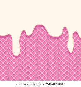 White Chocolate Melted on Wafer Background Vector Illustration. melted ice cream and cone background.