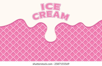 White Chocolate Melted on Wafer Background Vector Illustration. melted ice cream and cone background.