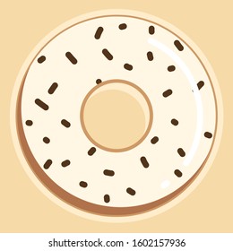 White Chocolate with chocolate sugar flake topping Doughnut isolated vector on color background