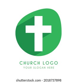 White Christian Cross On Green Label Stock Vector (Royalty Free ...