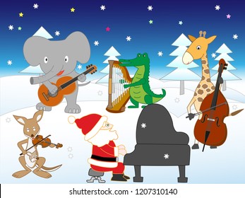 White Christmas, the animals are holding a concert.
