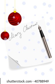 White Christmas background with Christmas card and balls