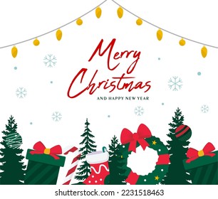 White christmas background with flat design gifts element