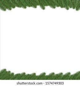 white christmas background with pine leaves