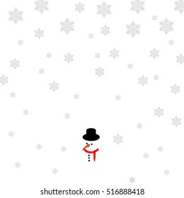 White christmas background with a snowman, Vector illustration