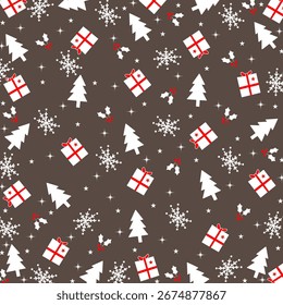 White Christmas background with Christmas tree and snowflakes