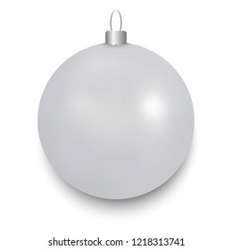 white Christmas ball isolated on white background. Vector illustration.