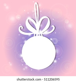 white Christmas ball on a light background with highlights. Vector illustration, contains transparencies, gradients and effects.