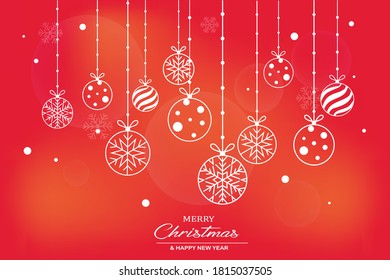 White Christmas ball on red background