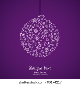 White christmas ball on violet background