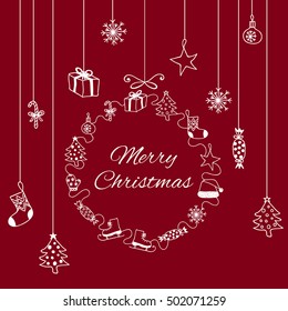 White Christmas banner on the red background