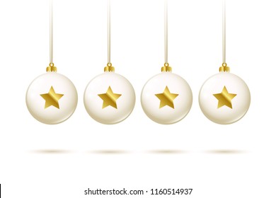 white christmas bauble with golden stars vector illustration EPS10