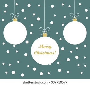  White Christmas  baubles background. Vector illustration