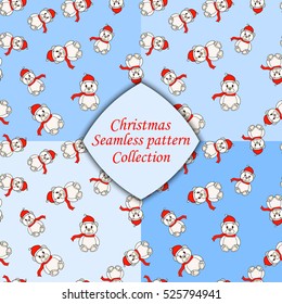 white Christmas bears set of seamless pattern different colors.