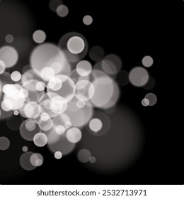 White Christmas bokeh, glowing light, confetti and spark overlay texture for your design.