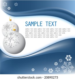 White Christmas bulbs with snowflakes on blue background