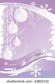 White Christmas bulbs with snowflakes on purple background