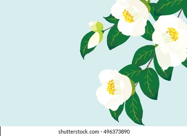 White Christmas Camellias. Vector illustration