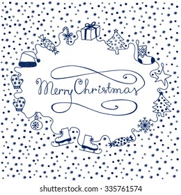 white Christmas card with little snowflakes