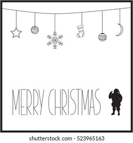 White Christmas card with white silhouette of Santa. vector illustration