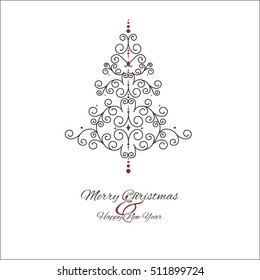 White Christmas card with christmas tree