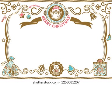 White Christmas certificate with Santa and Pig. Symbol of 2019. H-ho-ho Merry Christmas