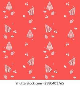 White christmas element on red background