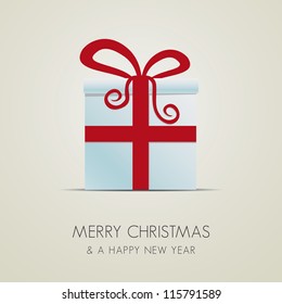 white christmas gift box with red ribbon
