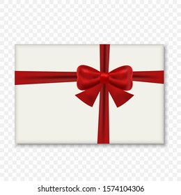 White Christmas Gift Box with Red Bow