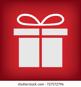 white christmas gift icon- vector illustration