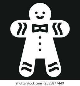 White christmas gingerbread icon vector isolated on a black background.