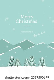 white christmas landscape illustration poster
