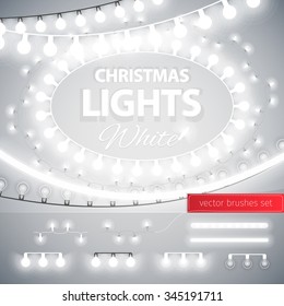 White Christmas Lights Decoration Set for Celebratory Design. Used pattern brushes included.