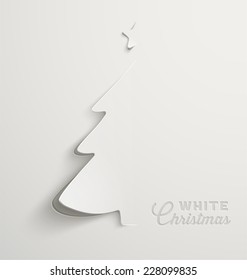 White Christmas, Minimal Christmas Card Design, Vector Illustration