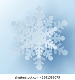 White christmas paper cut 3d snowflake with shadow in the background. Winter design elements for presentation, banner, cover, web, flyer, card, sale, poster, slide and social media.