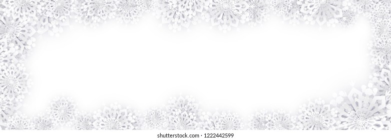 White Christmas Paper Snowflakes Frame 