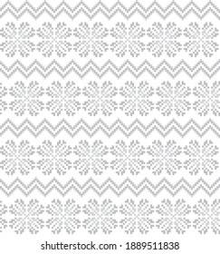 White Christmas snowflake fair isle pattern background suitable for fashion textiles, knitwear and graphics