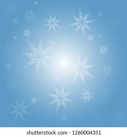 white Christmas snowflakes on light blue background